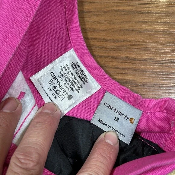 NWT Carhartt Insulated Overalls Coveralls Bibs Girls Size 12 Raspberry Rose Pink